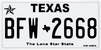 TX license plate BFW2668