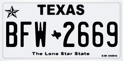 TX license plate BFW2669