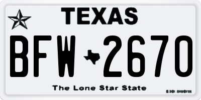TX license plate BFW2670