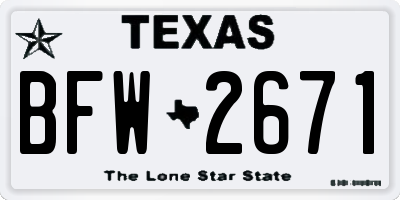 TX license plate BFW2671