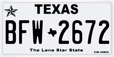 TX license plate BFW2672