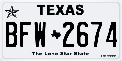 TX license plate BFW2674