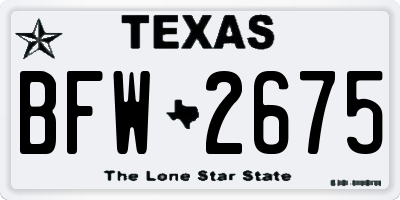 TX license plate BFW2675