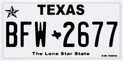TX license plate BFW2677