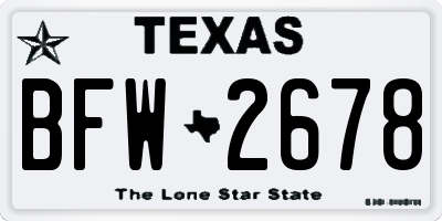TX license plate BFW2678