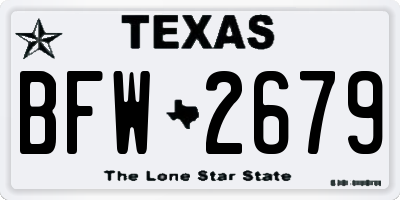 TX license plate BFW2679