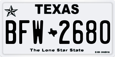 TX license plate BFW2680