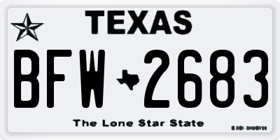 TX license plate BFW2683