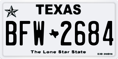TX license plate BFW2684