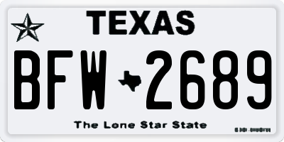 TX license plate BFW2689