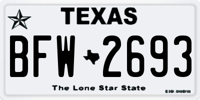 TX license plate BFW2693