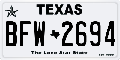 TX license plate BFW2694