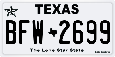 TX license plate BFW2699