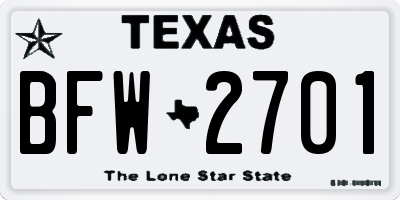 TX license plate BFW2701