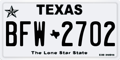 TX license plate BFW2702