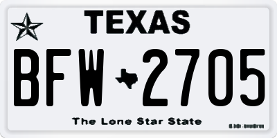 TX license plate BFW2705