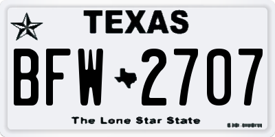 TX license plate BFW2707