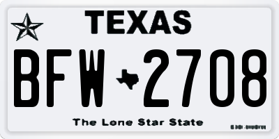 TX license plate BFW2708