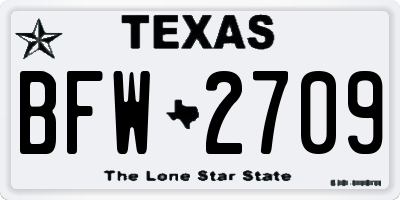 TX license plate BFW2709