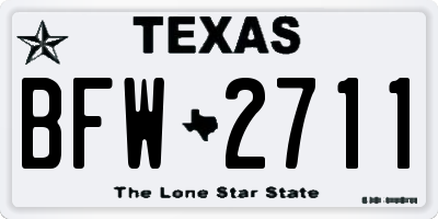 TX license plate BFW2711