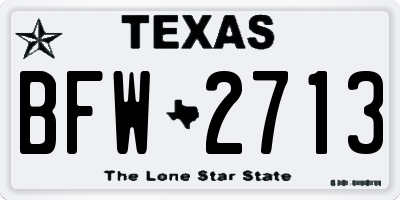 TX license plate BFW2713