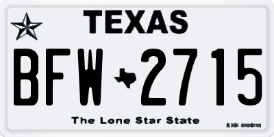 TX license plate BFW2715