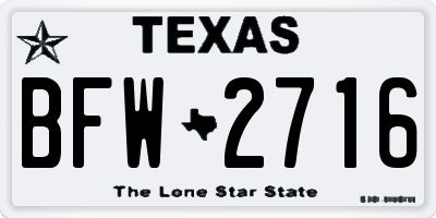 TX license plate BFW2716