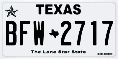 TX license plate BFW2717