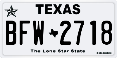 TX license plate BFW2718