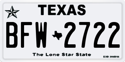 TX license plate BFW2722