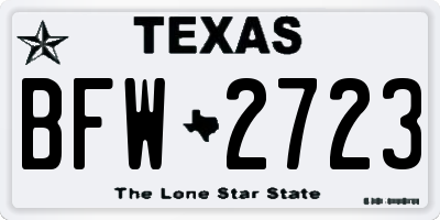 TX license plate BFW2723