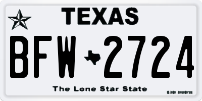 TX license plate BFW2724