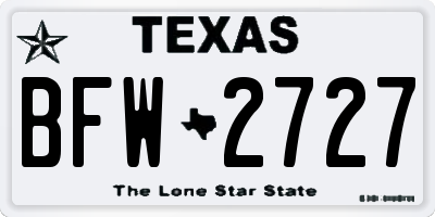 TX license plate BFW2727