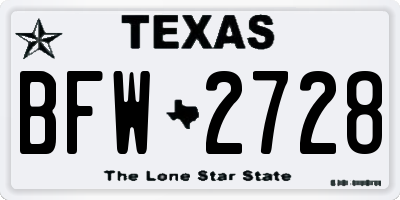 TX license plate BFW2728