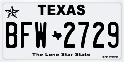 TX license plate BFW2729