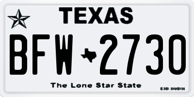 TX license plate BFW2730
