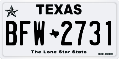 TX license plate BFW2731