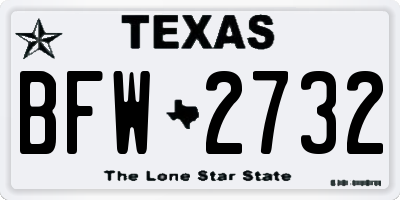 TX license plate BFW2732