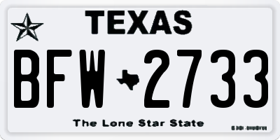 TX license plate BFW2733