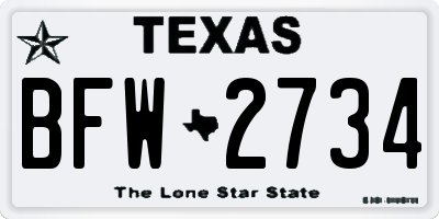 TX license plate BFW2734