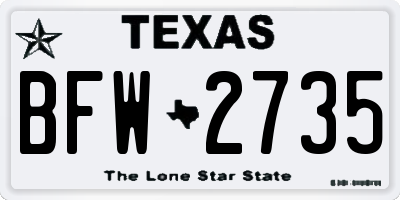 TX license plate BFW2735