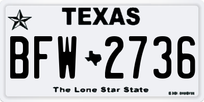 TX license plate BFW2736