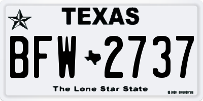 TX license plate BFW2737