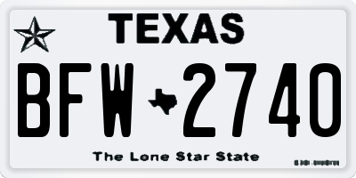 TX license plate BFW2740