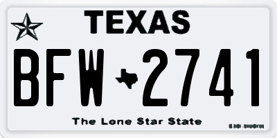 TX license plate BFW2741