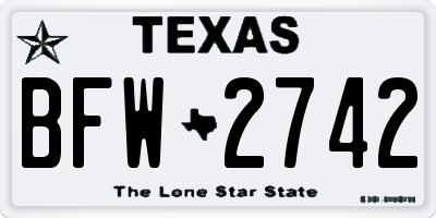 TX license plate BFW2742