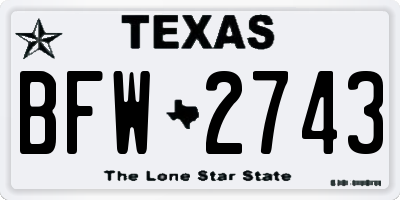 TX license plate BFW2743