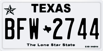 TX license plate BFW2744