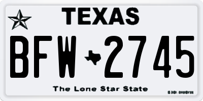 TX license plate BFW2745