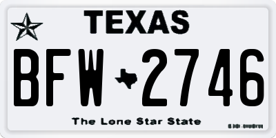 TX license plate BFW2746